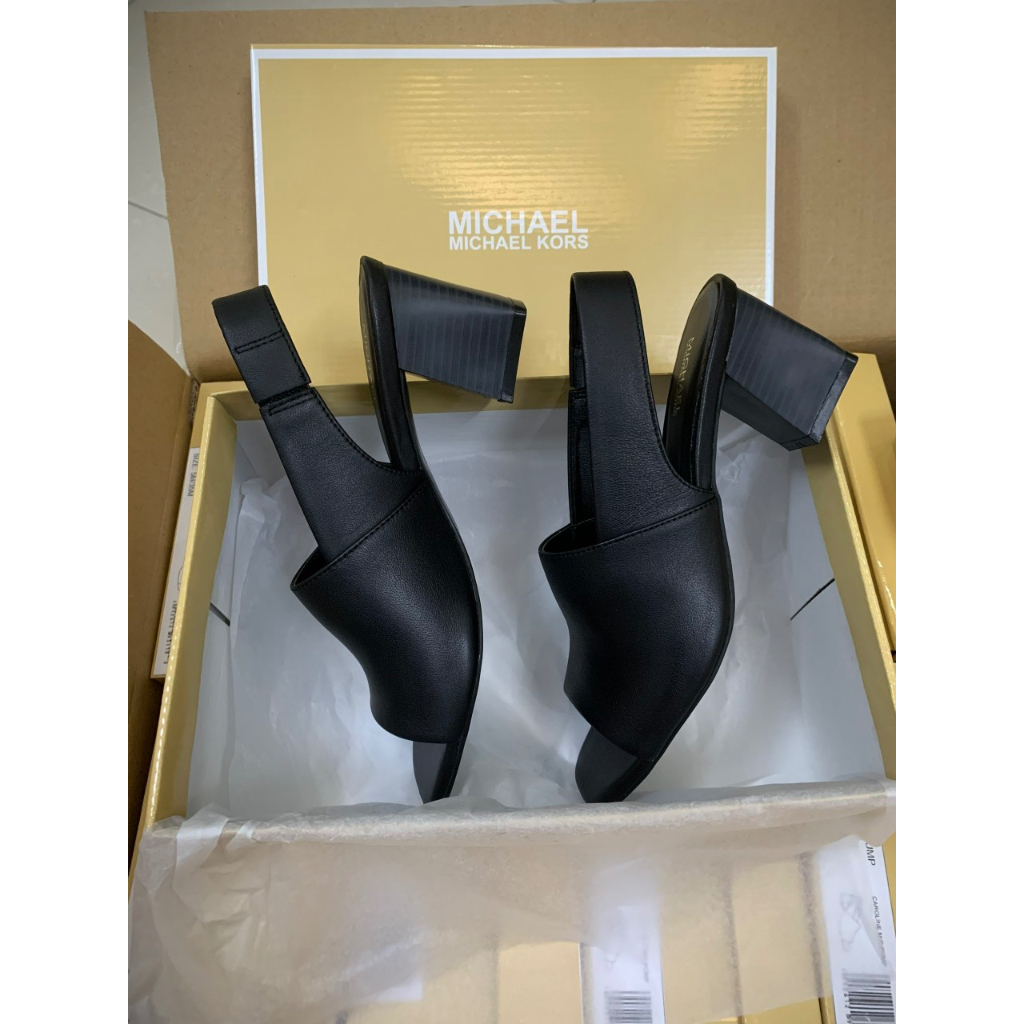 Giày Cao Gót Sandal Trụ Da Quai Hậu Mk