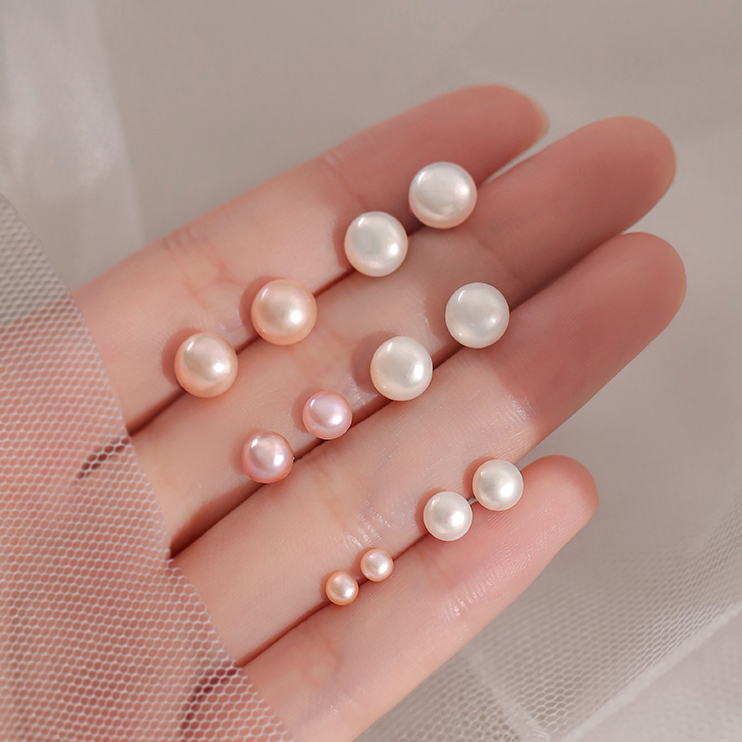 Khuyên Tai Bạc Đính Ngọc Trai Thiên Nhiên Cao Cấp Hạt 6-10mm - B2510 - Bảo Ngọc Jewelry