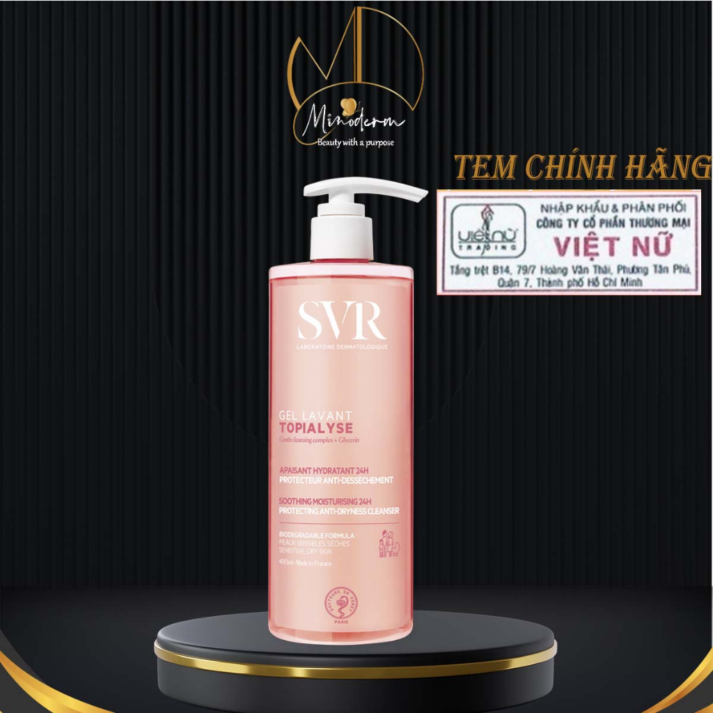 Sữa rửa mặt SVR Topialyse Gel Lavant cho da khô, nhạy cảm, viêm da cơ địa 55ml, 200ml, 400ml