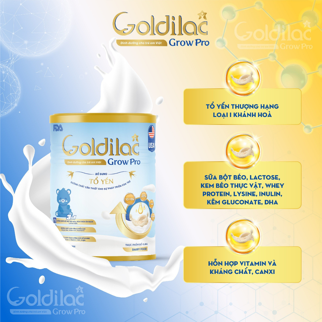 Sữa Công Thức Goldilac Grow Pro 600g ❤️ ❤️  Sữa Tăng Cân Cho Bé