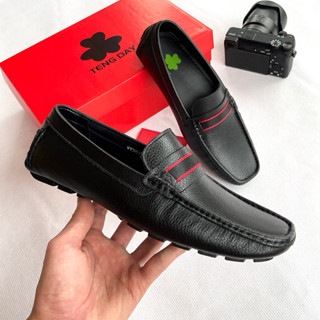 Giày Lười Nam Da Bò Thật Cao Cấp, Thời Trang - Đế cao su nguyên khối, Tengday Vietnam. Màu Đen, Xanh
