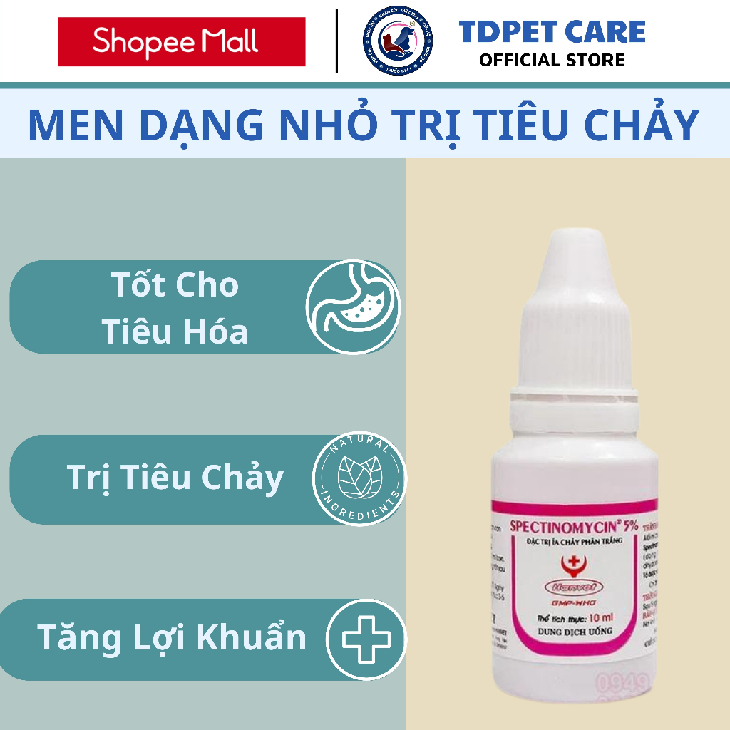 Men Tiêu Hóa Hết Ho Hen TD Spectinomycin 5% 10ml - Siro Ăn Ngon Tiêu Hóa Tốt Cho Chó Mèo