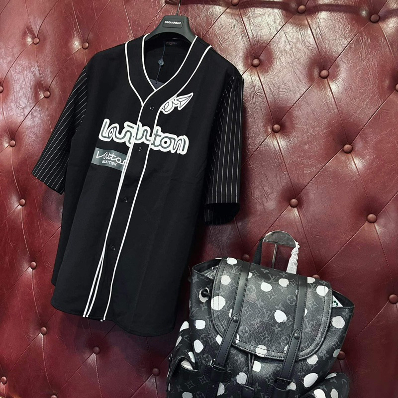 Áo Bóng Chày LV dáng Unisex Cao Cấp phối viền Kẻ Tay Cotton Hàn thoáng mát