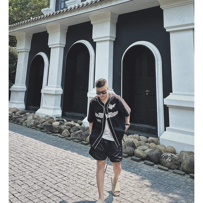 Áo Bóng Chày LV dáng Unisex Cao Cấp phối viền Kẻ Tay Cotton Hàn thoáng mát