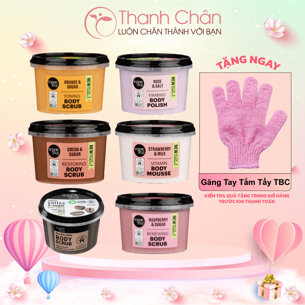 Tẩy tế bào chết toàn thân Organic Shop Body Scrub (250ml/hũ)