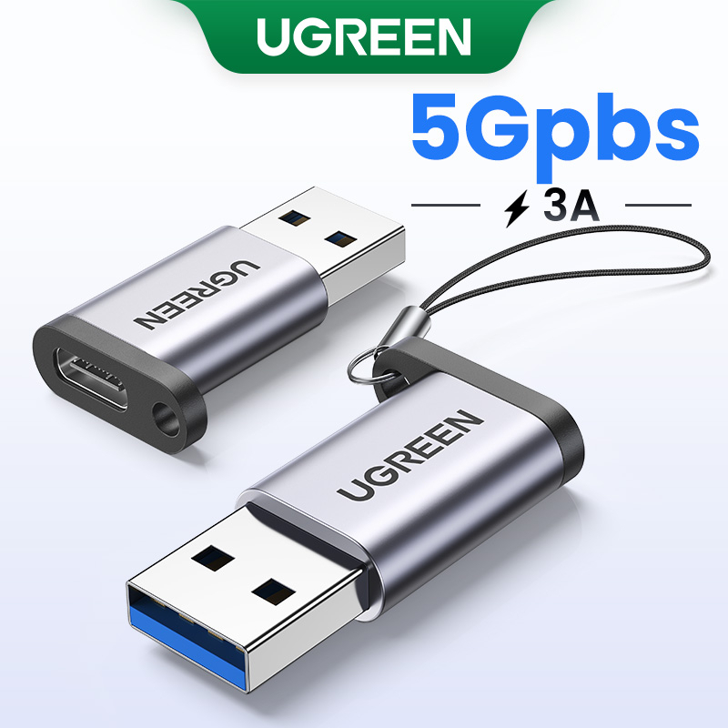 Đầu chuyển đổi USB sang Type C 3.0 Ugreen vỏ nhôm cao cấp, truyền dữ liệu tốc độ cao, bảo hành 12 tháng