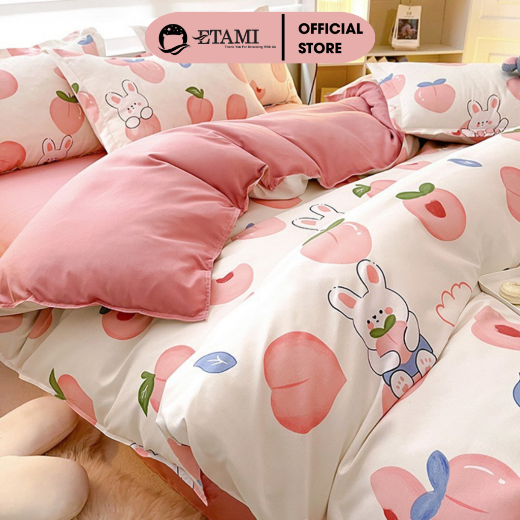 Bộ chăn ga gối cotton poly cute mẫu mới ETAMI miễn phí bo chun ga trải giường