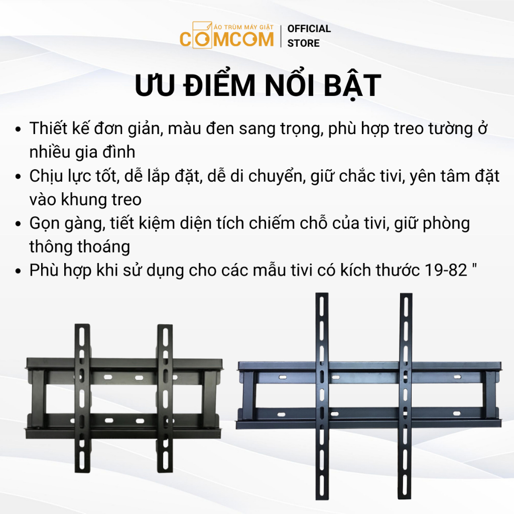 Khung treo tivi cố định CẢNH PHONG đa dạng kích thước từ 19-82 inch, chất liệu sắt sơn tĩnh điện màu, bảo hành 12 tháng