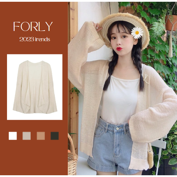 Áo cardigan len mỏng Forgirlstudio dệt kim khoác ngoài dáng rộng FG063