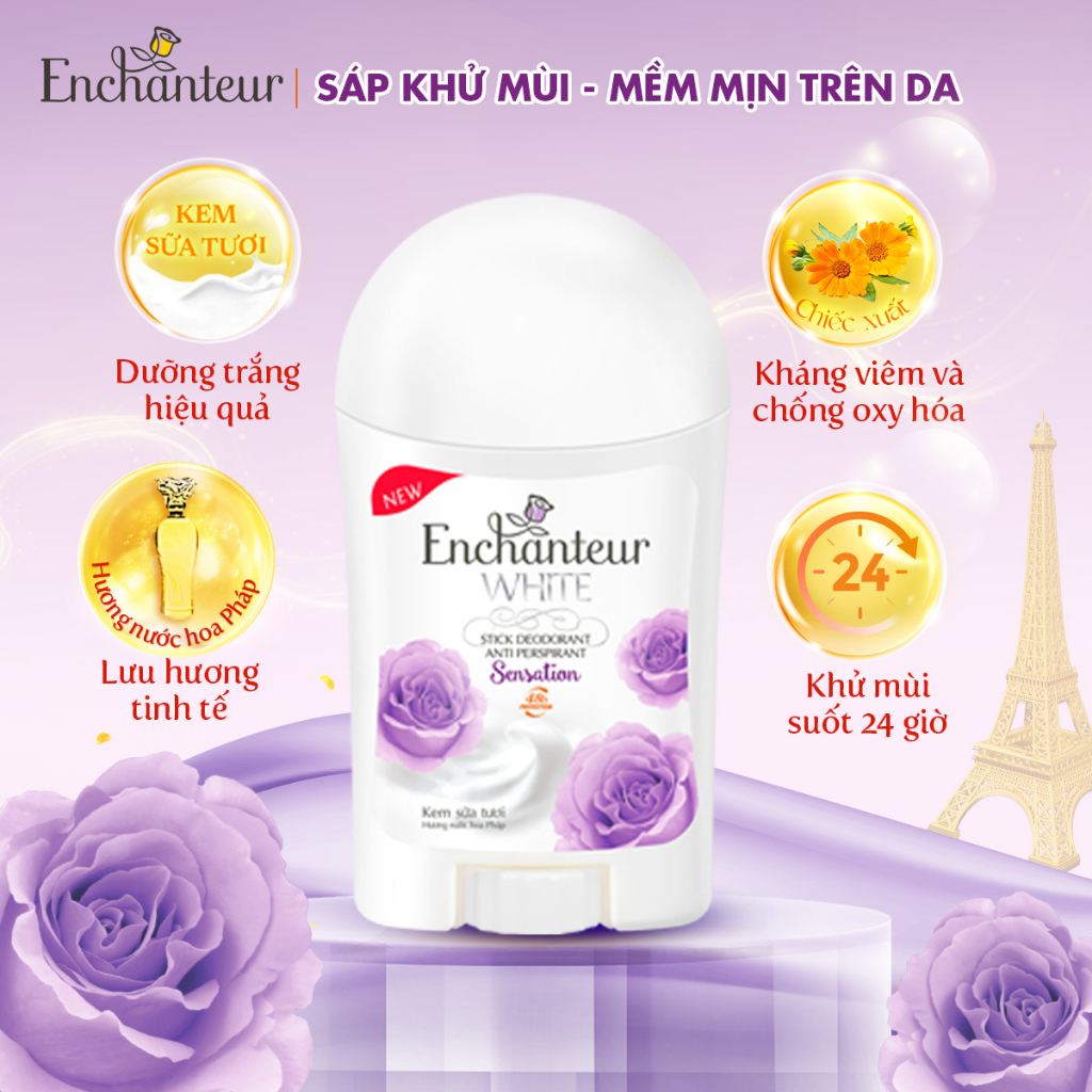 Combo 2 Sáp khử mùi trắng da Enchanteur Charming & Sensation 40g/chai