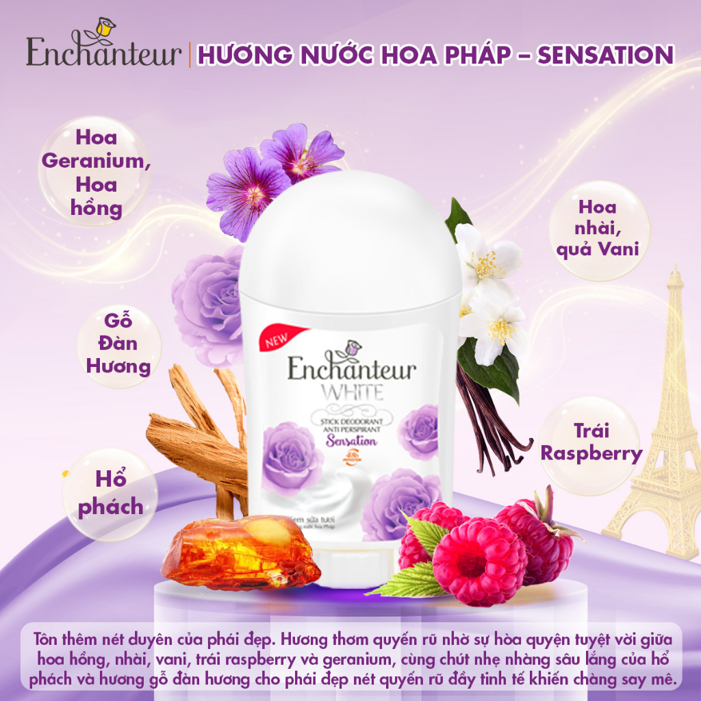 Combo 2 Sáp khử mùi trắng da Enchanteur Charming & Sensation 40g/chai