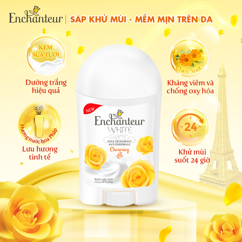 Combo 2 Sáp khử mùi trắng da Enchanteur Charming & Sensation 40g/chai