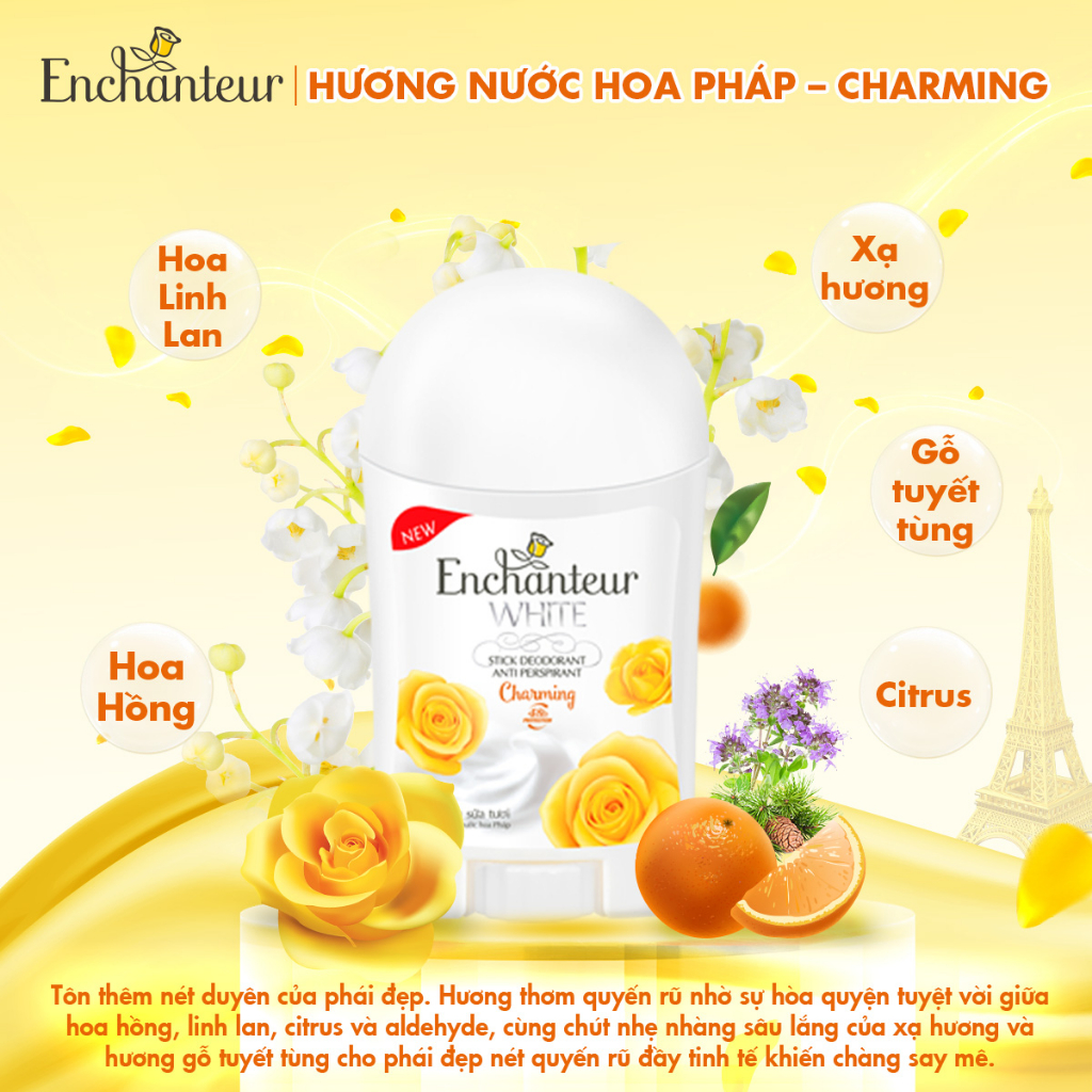 Combo 2 Sáp khử mùi trắng da Enchanteur Charming & Sensation 40g/chai