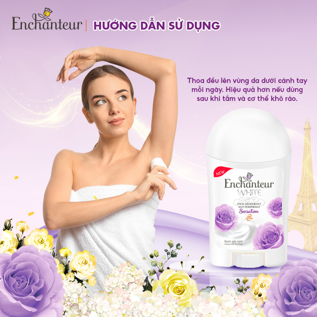 Combo 2 Sáp khử mùi trắng da Enchanteur Sensation 40g/chai