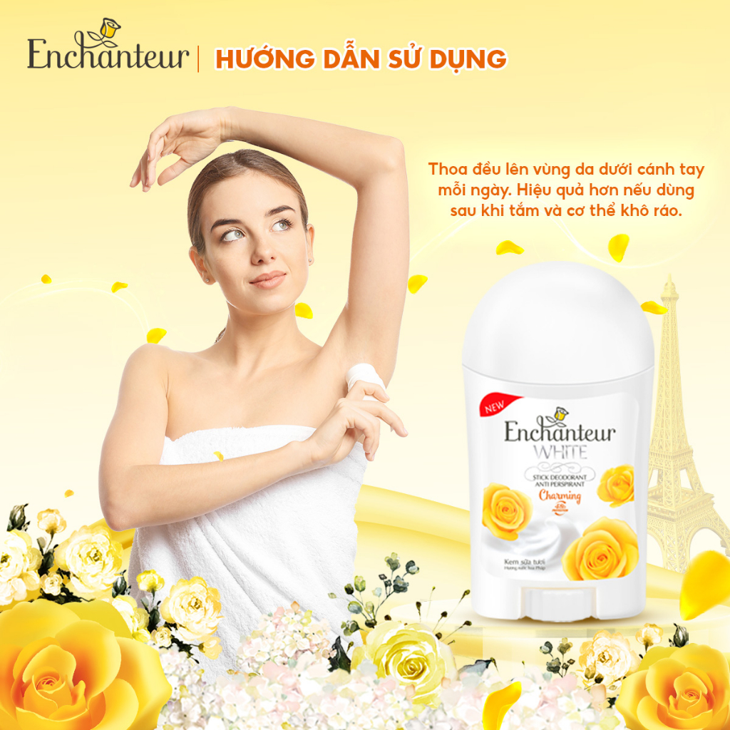 Combo 2 Sáp khử mùi trắng da Enchanteur Charming 40g/chai