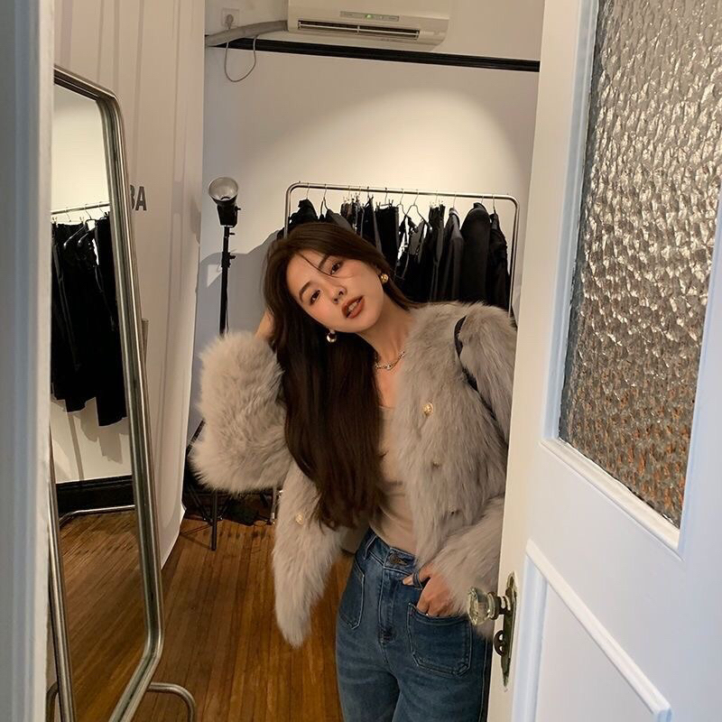 Áo lông khuy ngực lông mềm mượt ❤️có sẵn