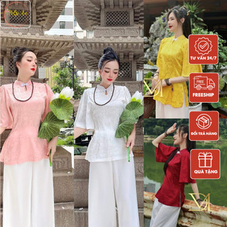 Bộ đồ đi chùa, pháp phục đi chùa chất liệu gấm tơ cao cấp - Pháp Phục Mộc An - PP13