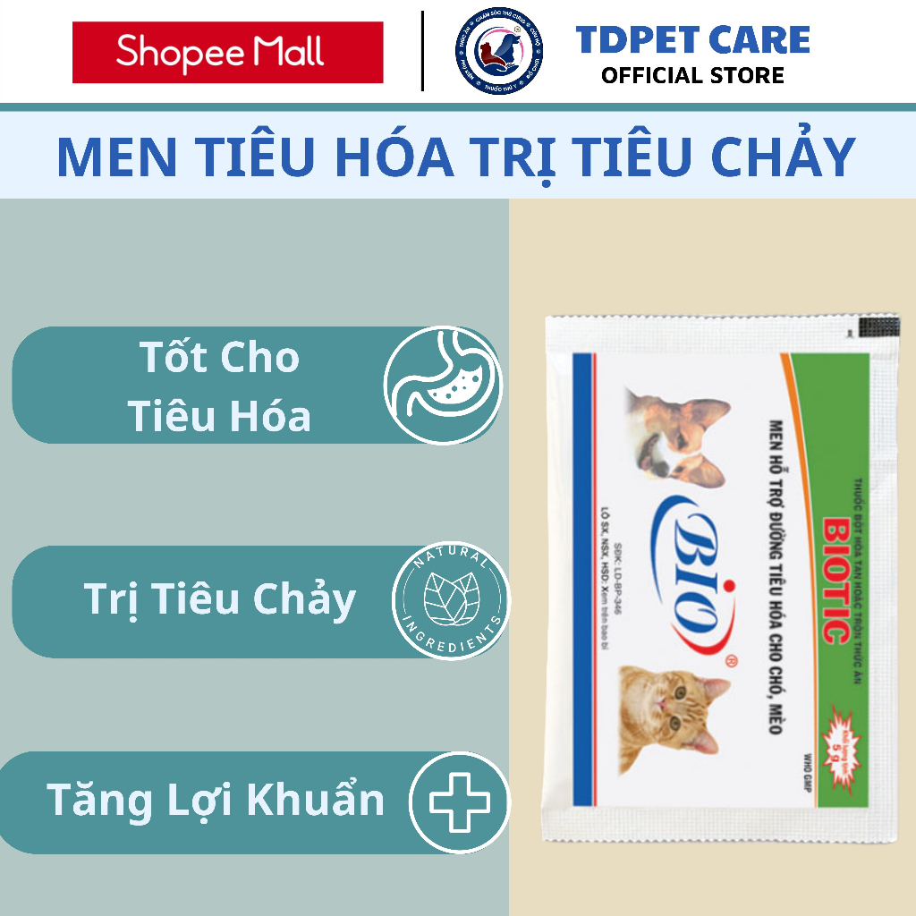 1 Gói Men Tiêu Hóa Bổ Sung Lợi Khuẩn Tiêu Hóa Dành Cho Chó Mèo BioTic - Men Tiêu Hóa Tổng Hợp Dành Cho Thú Cưng