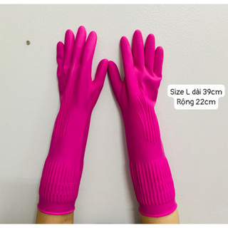 Găng tay cao su Đông Cầu Vồng Màu Hồng dài 39cm- Găng tay rửa chén, làm vườn.