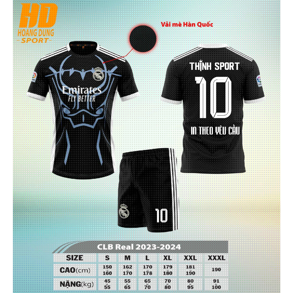 Quần áo bóng đá vải thun lạnh/mè hàn in tên số theo yêu cầu mẫu Ri An