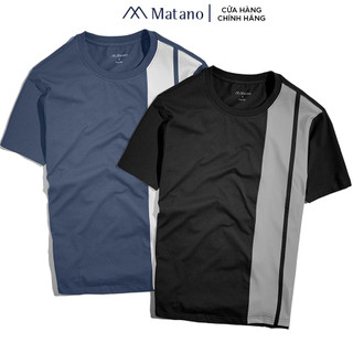 Áo Thun Nam MATANO AT062 cổ tròn phối dọc, ngắn tay đơn giản dễ mặc vải cotton 4 chiều đẹp, thoáng mát, co giãn