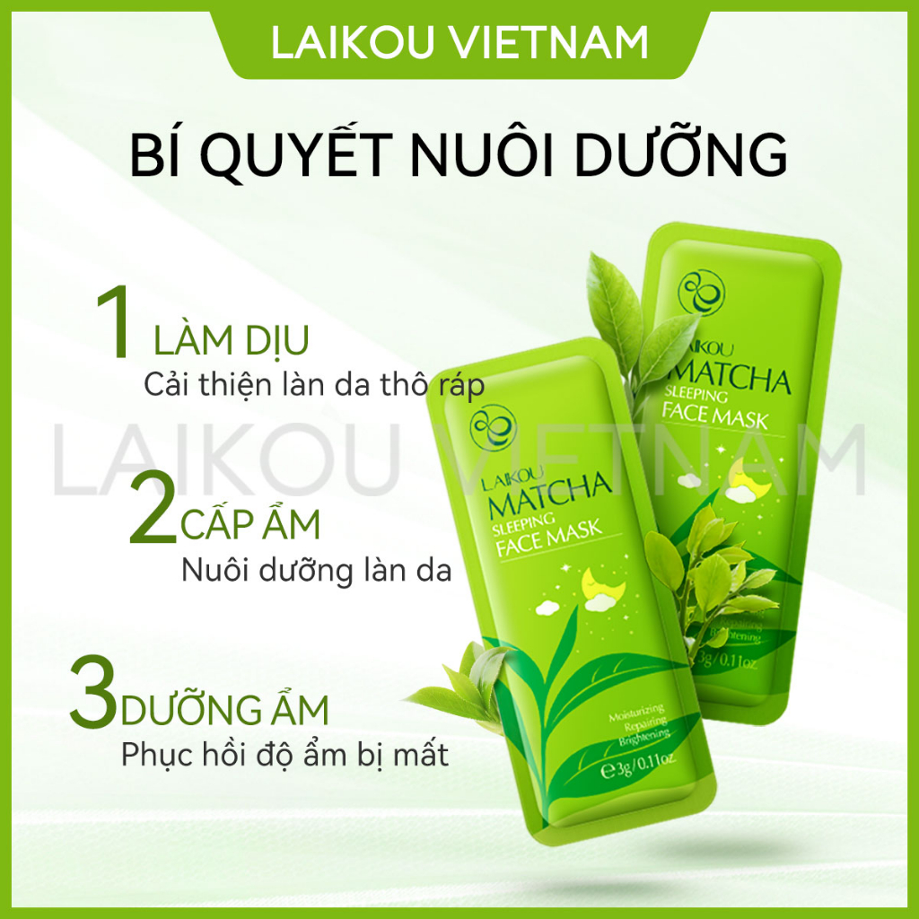 Mặt nạ ngủ trà xanh/ hoa anh đào giúp cấp ẩm và làm sáng da 3g*15pcs