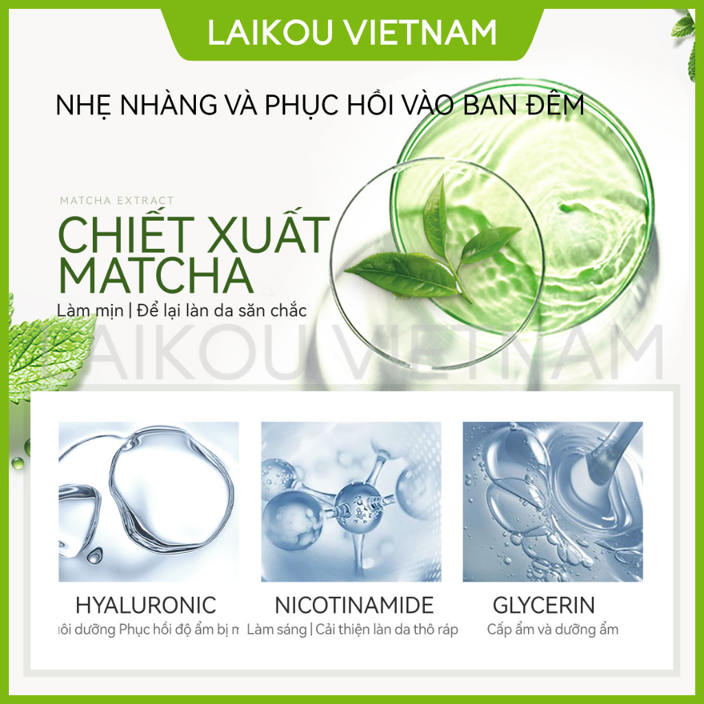 Mặt nạ ngủ trà xanh/ hoa anh đào giúp cấp ẩm và làm sáng da 3g*15pcs