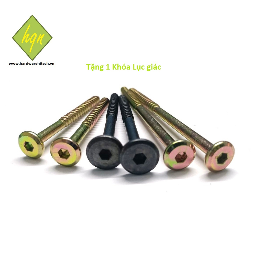 (Túi 20 con) Vít Lục giác chìm loại dài ren lửng 6 ly dài 70 -> 100mm (Tặng 1 khóa lục giác)/ Vit gỗ lục giác chìm