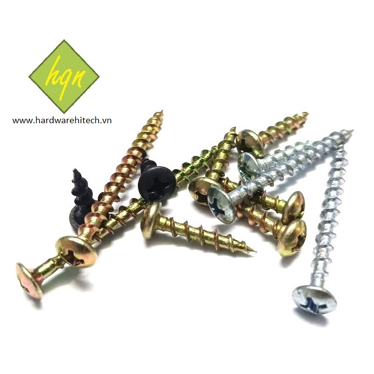 (Túi 100 con) Vít bắn gỗ ren thưa đầu dù 4 ly/ Vít dù răng gỗ 4mm/ Vít ren thưa M4 đầu dù