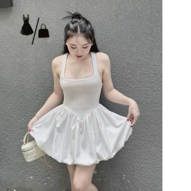 Đầm ba lỗ bí body, váy nữ không mút dáng ngắn tùng bí 2 lớp kiểu Hàn Quốc G298