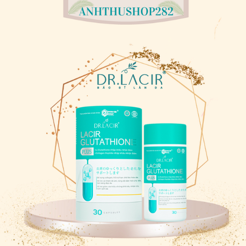 Viên uống trắng da Glutathione Plus Dr Lacir giúp trắng da, hủy nám,giảm nếp nhăn, ngăn ngừa lão hóa, hộp 30 viên