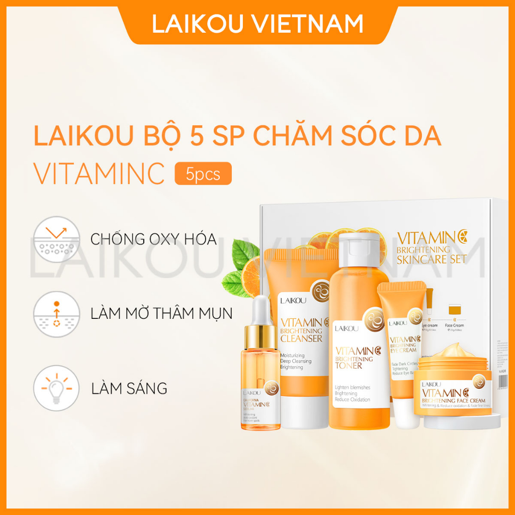 LAIKOU Vitamin C Brightening Toner Chăm sóc da Bộ 5 cái Kem se khít lỗ chân lông