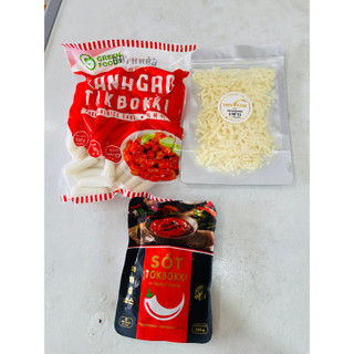 Combo 230gr sốt + tokbokki truyền thống dạng thỏi và phô mai bào pháp mozzarella