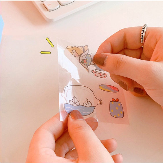 Tấm sticker cute trang trí tập vở, bình nước, bút nước văn phòng phẩm