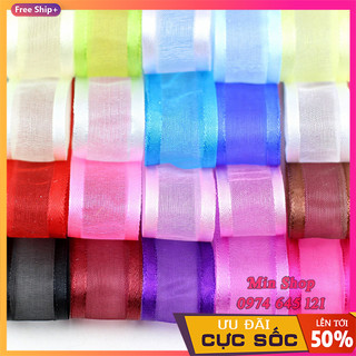 (Lẻ 5 mét) Ruy băng voan viền lụa bản rộng 2cm cao cấp