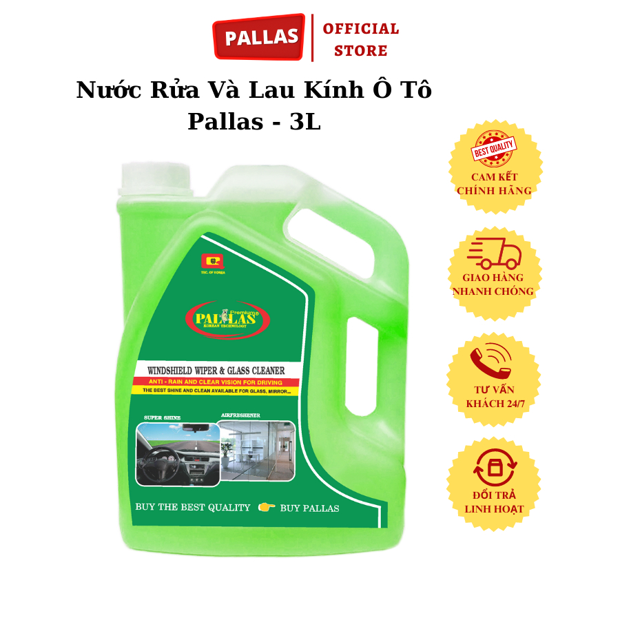 Nước Rửa Và Lau Kính Ô Tô Pallas - 3L - Pallas Shop Chính Hãng