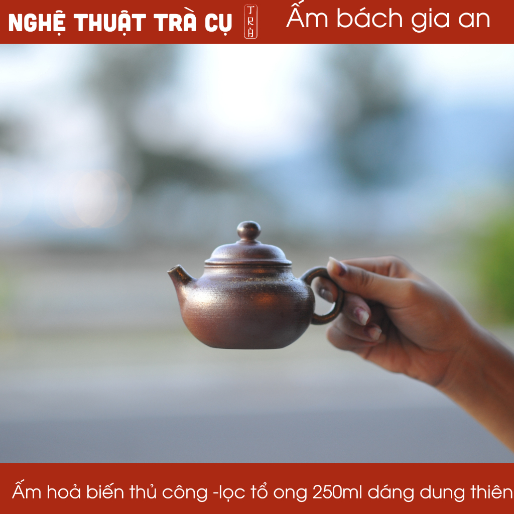 Ấm hồng sa nung củi Bách Gia An thủ công 250ml của thương hiệu Phước Quý