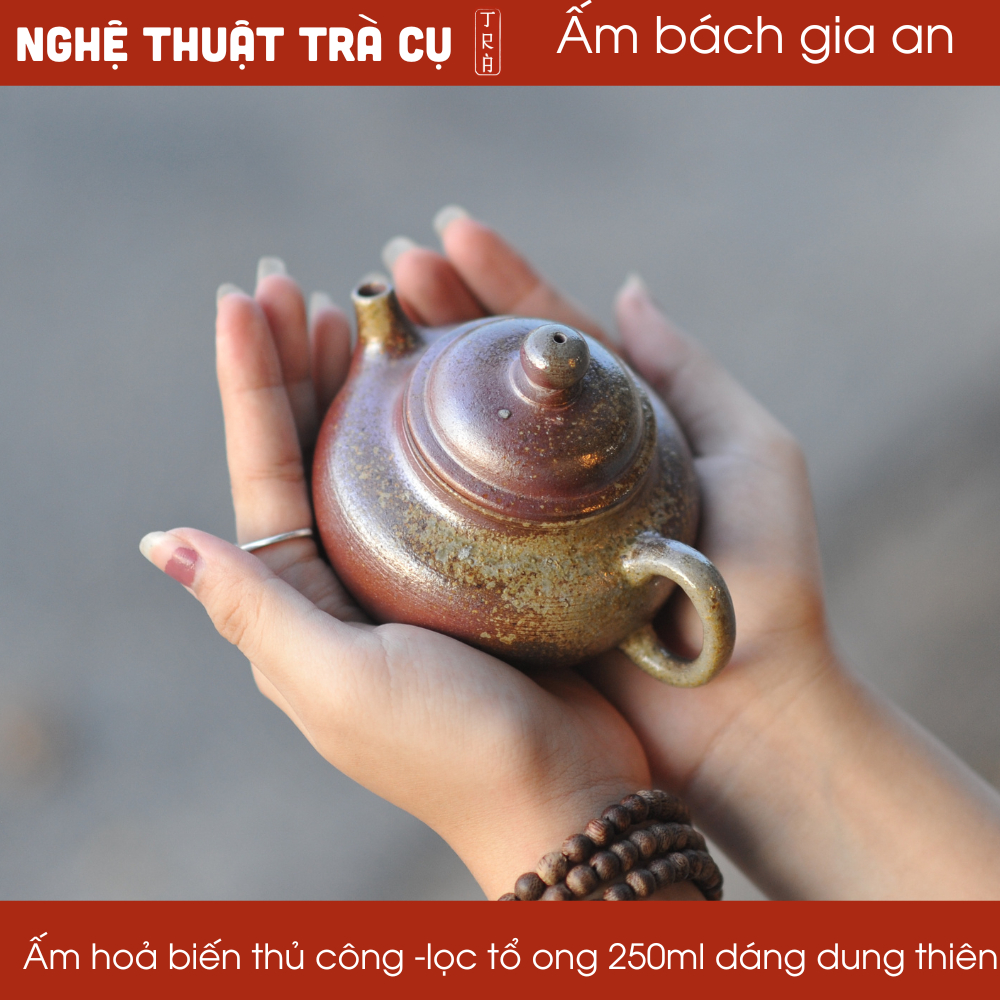 Ấm hồng sa nung củi Bách Gia An thủ công 250ml của thương hiệu Phước Quý