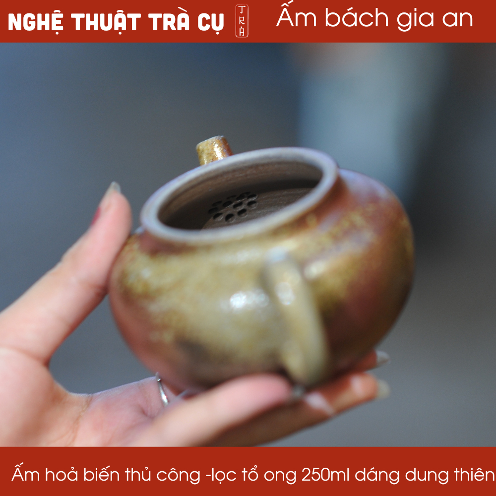 Ấm hồng sa nung củi Bách Gia An thủ công 250ml của thương hiệu Phước Quý