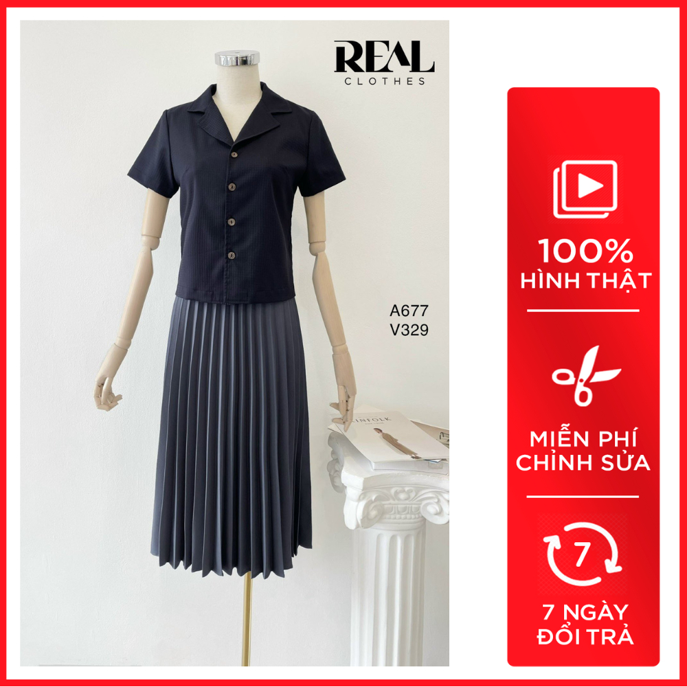 Áo Cổ Ve Xanh Đậm_REAL