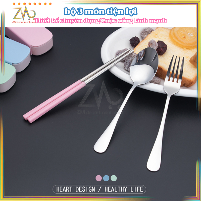 Bộ đũa thìa inox 304, thìa, dĩa bằng inox 304 cao cấp có hộp đựngCho Dân Văn Phòng,Sinh Viên,Đi Picnic Dã Ngoại Có Hộp