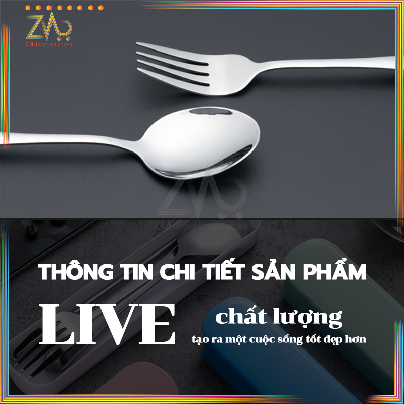 Bộ đũa thìa inox 304, thìa, dĩa bằng inox 304 cao cấp có hộp đựngCho Dân Văn Phòng,Sinh Viên,Đi Picnic Dã Ngoại Có Hộp