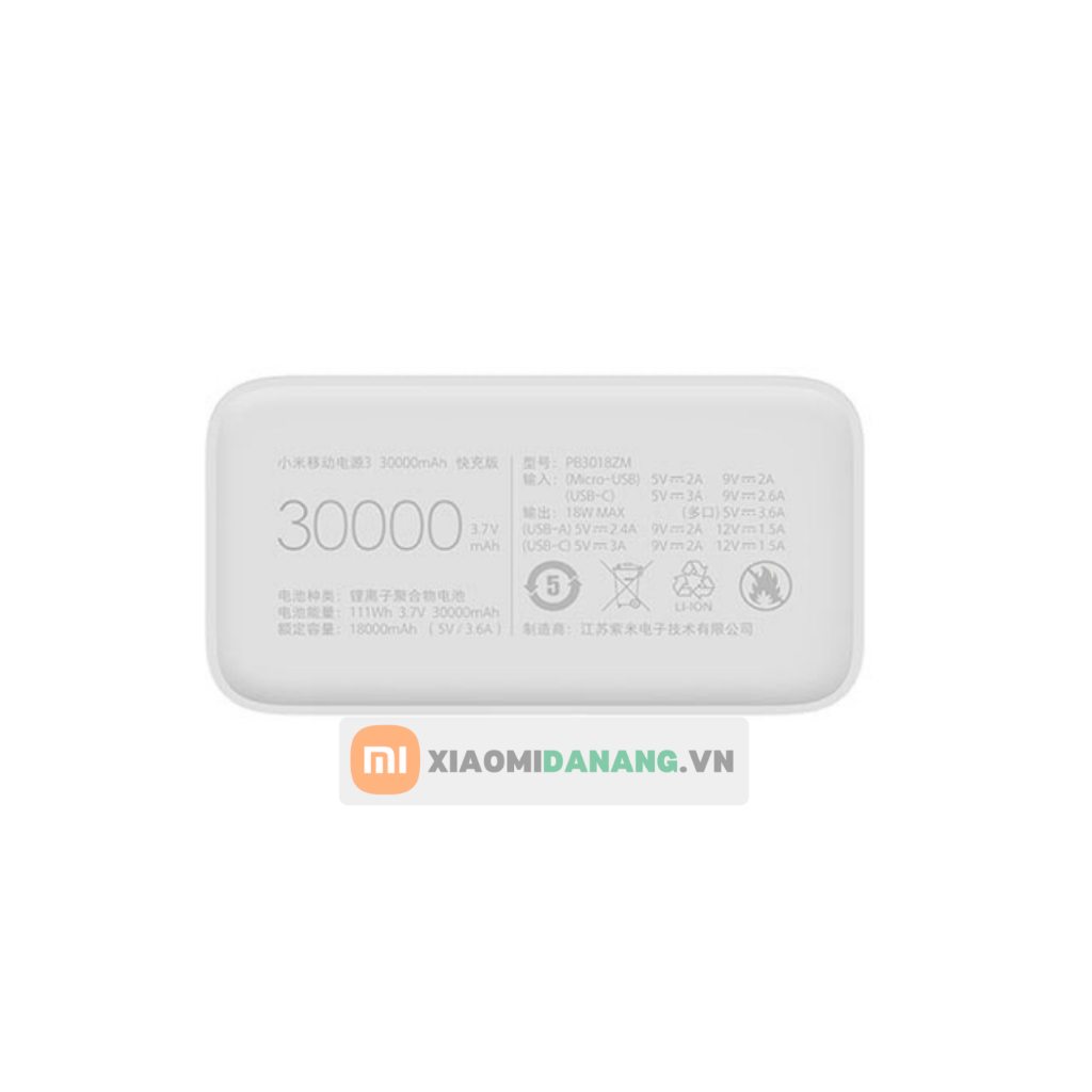 Pin sạc dự phòng Xiaomi 30000mAh gen 3 18W