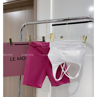 Set lửng quần hồng rút dây + aó trắng bra lulu