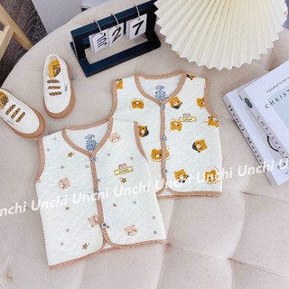 Áo Gile Unchi nỉ trần bông cho bé 0-18m
