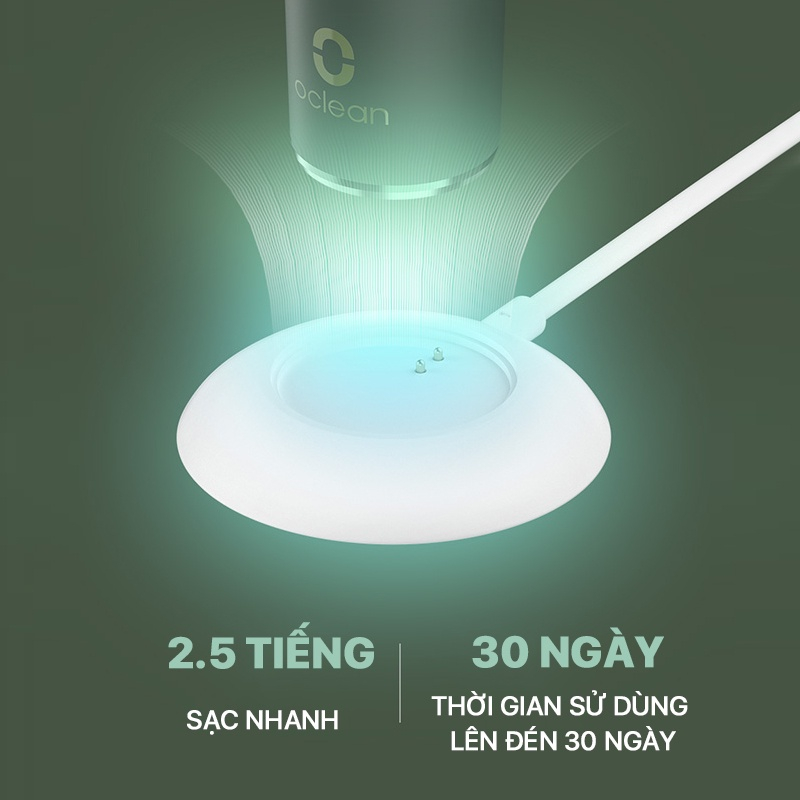 Bàn chải đánh răng điện Oclean Air 2- Âm thanh siêu êm , hai chế độ ,sạc nhanh, chống nước IPX7