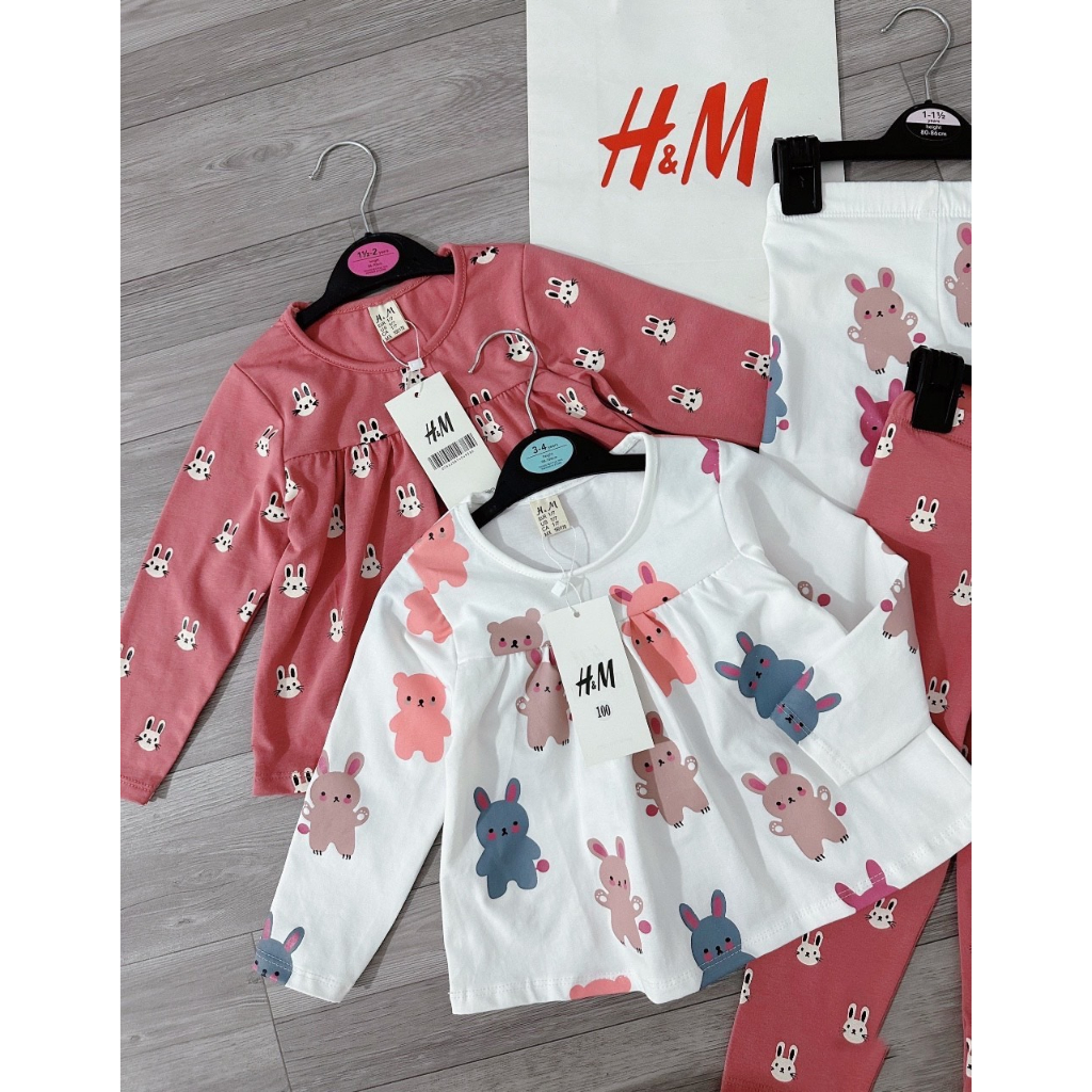 Sét 2 bộ hình thỏ trắng hồng cho bé gai