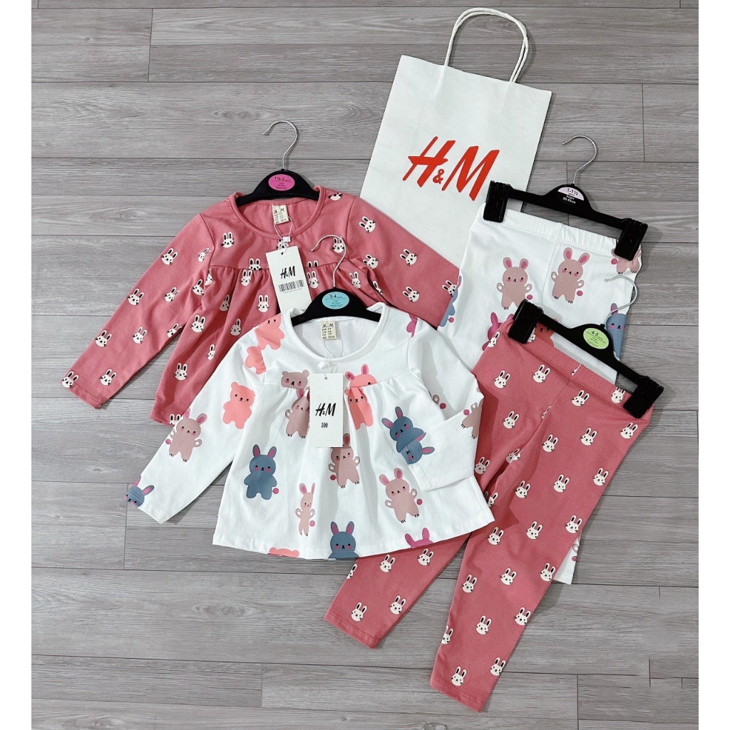 Sét 2 bộ hình thỏ trắng hồng cho bé gai