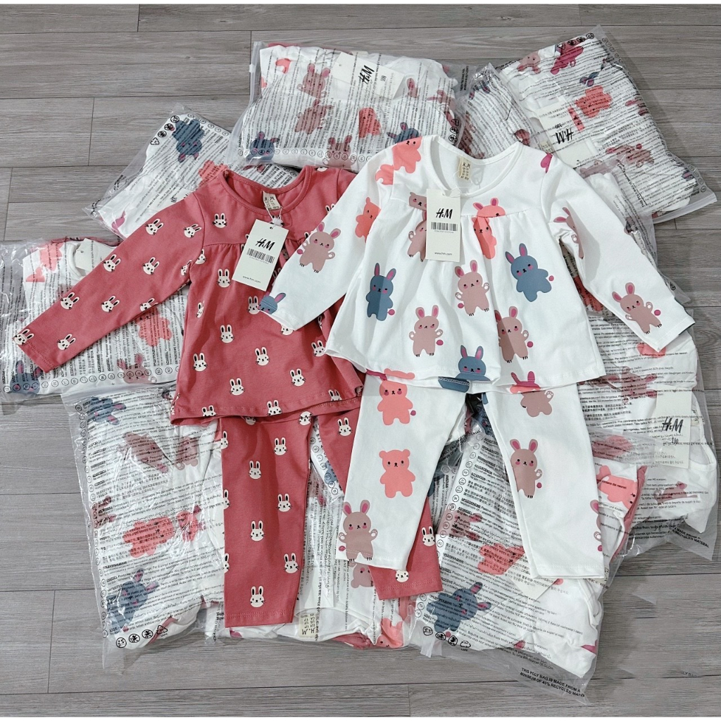 Sét 2 bộ hình thỏ trắng hồng cho bé gai