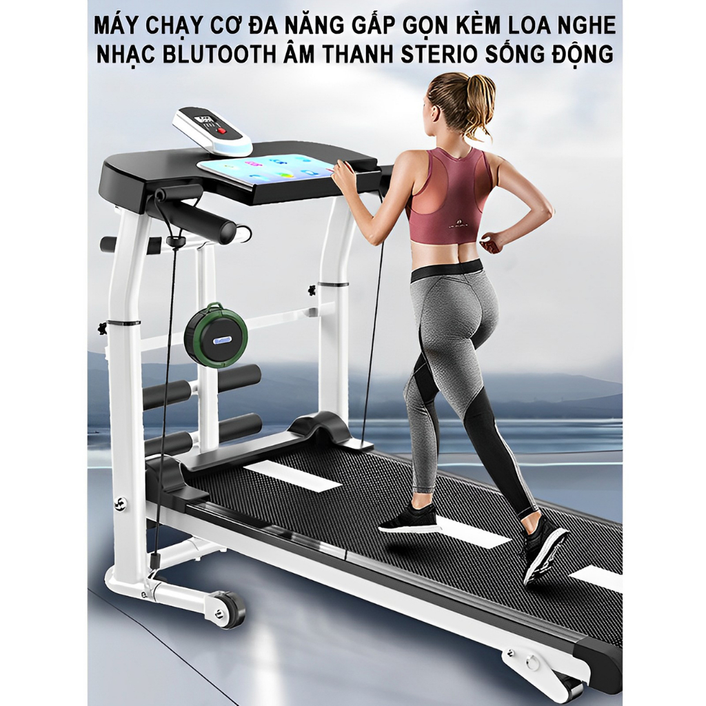 Máy chạy bộ cơ có loa 2023, máy tập chạy bộ tại nhà, máy đi bộ cao cấp